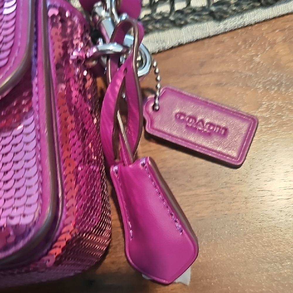 Coach Pink Sequin Crossbody Bag w/ Shorter Shoulder Strap - New With Tags - Picture 6 of 8